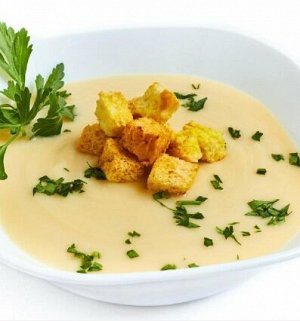 Крем-суп картофельный с сыром, гренками и мясом (1 порция)