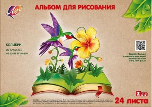 Альбом для рисования 24 л. А4 на склейке "ZOO" Колибри   тм. Луч