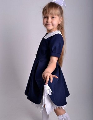 Школьное платье: Милана с коротким рукавом синее