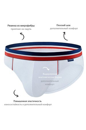 Классические слипы UNICONF из премиального гипоаллергенного хлопка с добавлением эластана. Пришивная резинка в спортивном стиле с модными стильными элементами обеспечивает терморегуляцию и комфортное