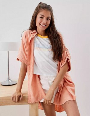 Oversized Button-Up Beach Shirt