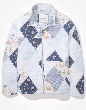 Patchwork Quilted Bomber Jacket