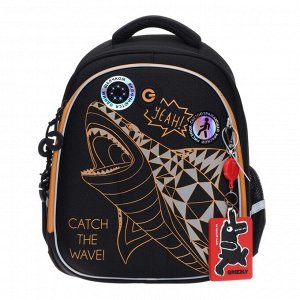 Рюкзак каркасный Grizzly, 36x28x20 см, с картхолдером, светодиодная подсветка, чёрный