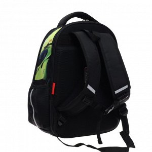 Рюкзак каркасный Hatber Ergonomic Plus Autosport, 38 х 29 х 16 см, 3D эффект, зелёный/чёрный