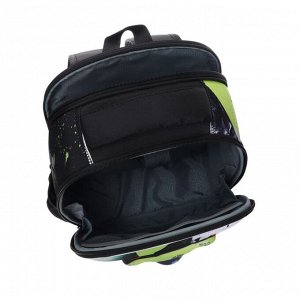 Рюкзак каркасный Hatber Ergonomic Plus Autosport, 38 х 29 х 16 см, 3D эффект, зелёный/чёрный