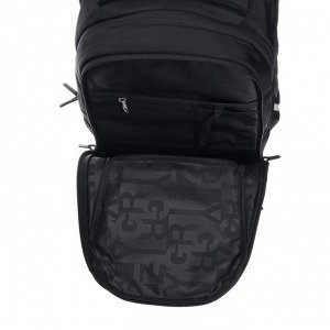Рюкзак молодёжный Grizzly, 43 х 31 х 20 см, эргономичная спинка, отделение для ноутбука, чёрный/серый
