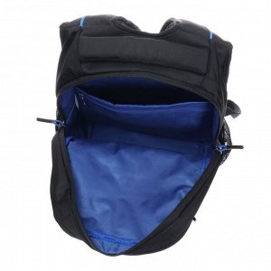 Рюкзак молодёжный Grizzly, 43 х 31 х 20 см, эргономичная спинка, отделение для ноутбука, чёрный/синий