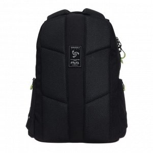 Рюкзак молодёжный Grizzly, 44 х 28 х 23 см, эргономичная спинка, отделение для ноутбука, чёрный/салатовый