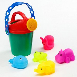 Набор для купания: лейка + игрушки 5шт, виды и цвет МИКС