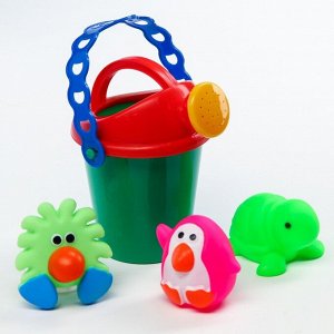 Набор для купания: лейка + игрушки 3шт, виды и цвет МИКС