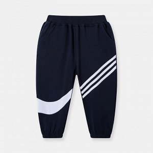 Штаны для мальчика спортивные, темно-синие с белым