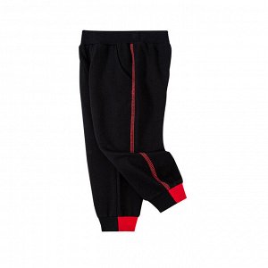 Штаны для мальчика спортивные, черные с красной отделкой
