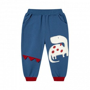 Штаны для мальчика спортивные, синие с красным, с принтом и декором