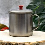 Кружка металлическая с крышкой, 10 см/Кружка походная с крышкой