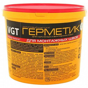 Герметик акриловый (мастика) для нар/внутр работ белый паропроницаемый, 7 кг ВГТ