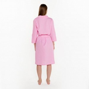 Халат вафельный женский «Экономь и Я» рукав 3/4, цвет розовый, хл 100%, 200 г/м²