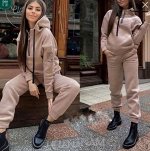 Костюм на флисе спортивный бежевый