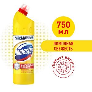 Domestos Лимонная свежесть, универсальное чистящее cредство гель, против бактерий и запахов, 750 мл