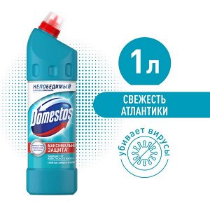 Domestos Свежесть Атлантики, чистящий гель для унитаза, защита от бактерий и вирусов 1 л