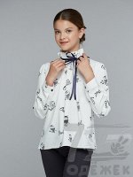 Блузка для девочки с длинным рукавом, цвет: молочный