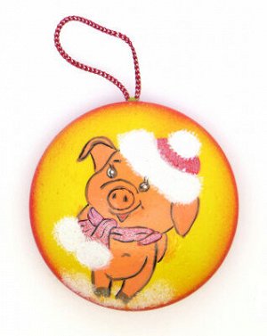 Декоративное изделие из пенопласта Медальон на подвесе Новогодний свинка