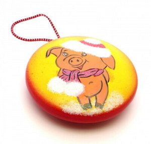 Декоративное изделие из пенопласта Медальон на подвесе Новогодний свинка