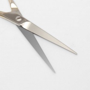 Ножницы парикмахерские с упором, лезвие — 6,5 см, цвет золотистый/серебристый