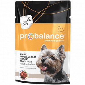 ProBalance ADULT SMALL&MEDIUM Immuno Protection Корм консервированный для взрослых собак малых и средних пород, пауч 85 гр 1/25