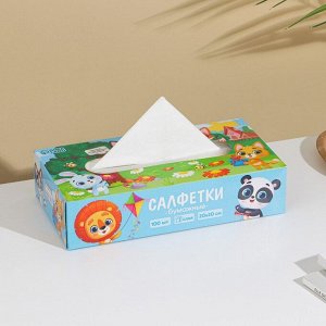 Салфетки бумажные в коробке «Детские», 100 шт, двухслойные