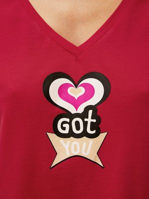 Комплект жен: фуфайка (футболка), брюки Mia Cara SS21WJ318 Amour du Pop красный/сердечки