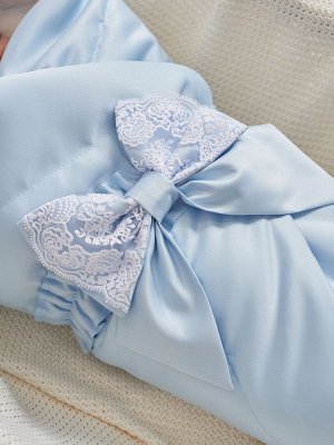 Конверт-одеяло на выписку "Неаполь" (голубой с молочным кружевом)