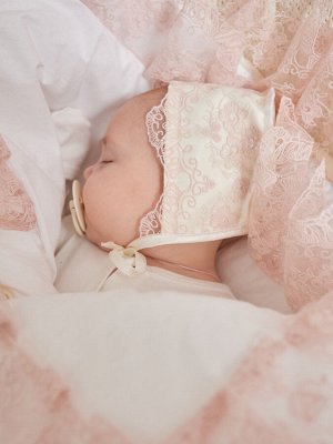 Luxury Baby Конверт-одеяло на выписку &quot;Милан&quot; (молочный с розовым кружевом)