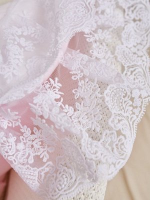 Конверт-одеяло на выписку "Милан" АТЛАС (нежно-розовый с белым кружевом)