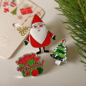 Набор значков "Рождественские истории" санта, цветной в серебре
