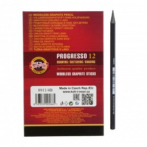 Набор карандашей цельнографитовых в лаке Koh-I-Noor PROGRESSO 8911, 4В, 12 штук в наборе