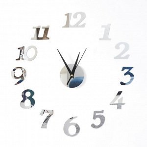 Часы-наклейка DIY "Ясмина", d= 45 см, сек. стрелка 13 см, цифра 7.5 х 5 см, серебро 5451318