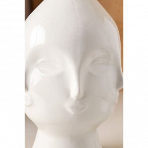 Ваза керамическая "Лицо", настольная, белая, 25 см