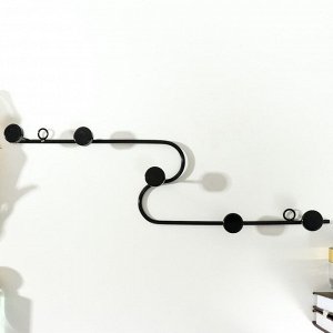 Крючки декоративные металл "Плавная линия с точками" чёрный 11,5х40 см