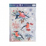 Интерьерная наклейка—голография «Снегири», 21 * 33 см