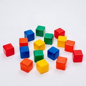 Кубики детские, пластиковые, цветные, 16 штук, 4 x 4 см