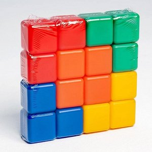 Кубики детские, пластиковые, цветные, 16 штук, 4 x 4 см
