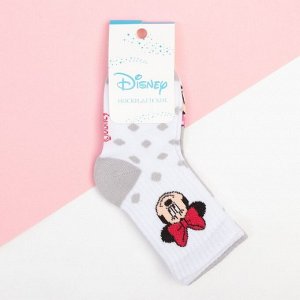 Набор носков "Minnie", Минни Маус, цвет серый/белый, 16-18 см