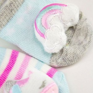 Набор детских носков с погремушками, цвет розовый/серый, размер 8-10 (0-12 мес) - 2 пары