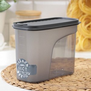 Ёмкость для сыпучих продуктов «Бест», 1,5 л, 9,5*19*14 см, прозрачная, крышка серая