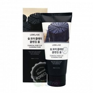 LEBELAGE. Пенка для умывания с древесным углем сужающая поры CHARCOAL PORE CLAY CLEANSING, 180мл -2