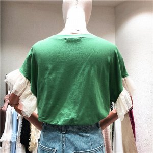 Женская футболка с короткими рукавами с сеточкой, принт Beatles, цвет зеленый