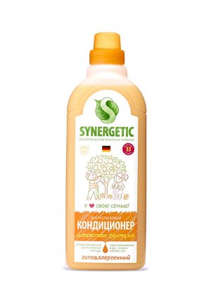 Кондиционер-ополаскиватель для белья SYNERGETIC "Цитрусовая фантазия" гипоаллергенный, 1л, 33 стирки , Синергетик