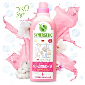 Кондиционер-ополаскиватель для белья SYNERGETIC "Аромамагия" гипоаллергенный, 1л, 33 стирки , Синергетик