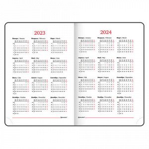 Ежедневник датированный 2023 А5 138x213 мм BRAUBERG "Control", под кожу, черный, 114094