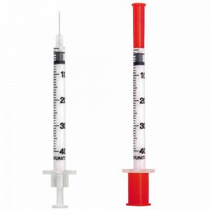 Шприц инсулиновый SFM, 1 мл, КОМПЛЕКТ 10 шт., в пакете, U-40 игла несъемная 0,33х12,7 мм - 29G, 534251